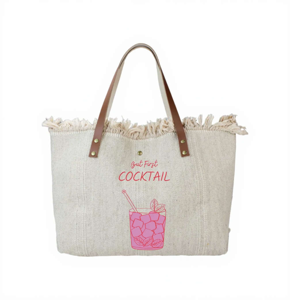 Sac Cabas Coton & Cuir – Soho, Mojito, Cocktail LOUISA LEE - Sacs - LOUISA LEE