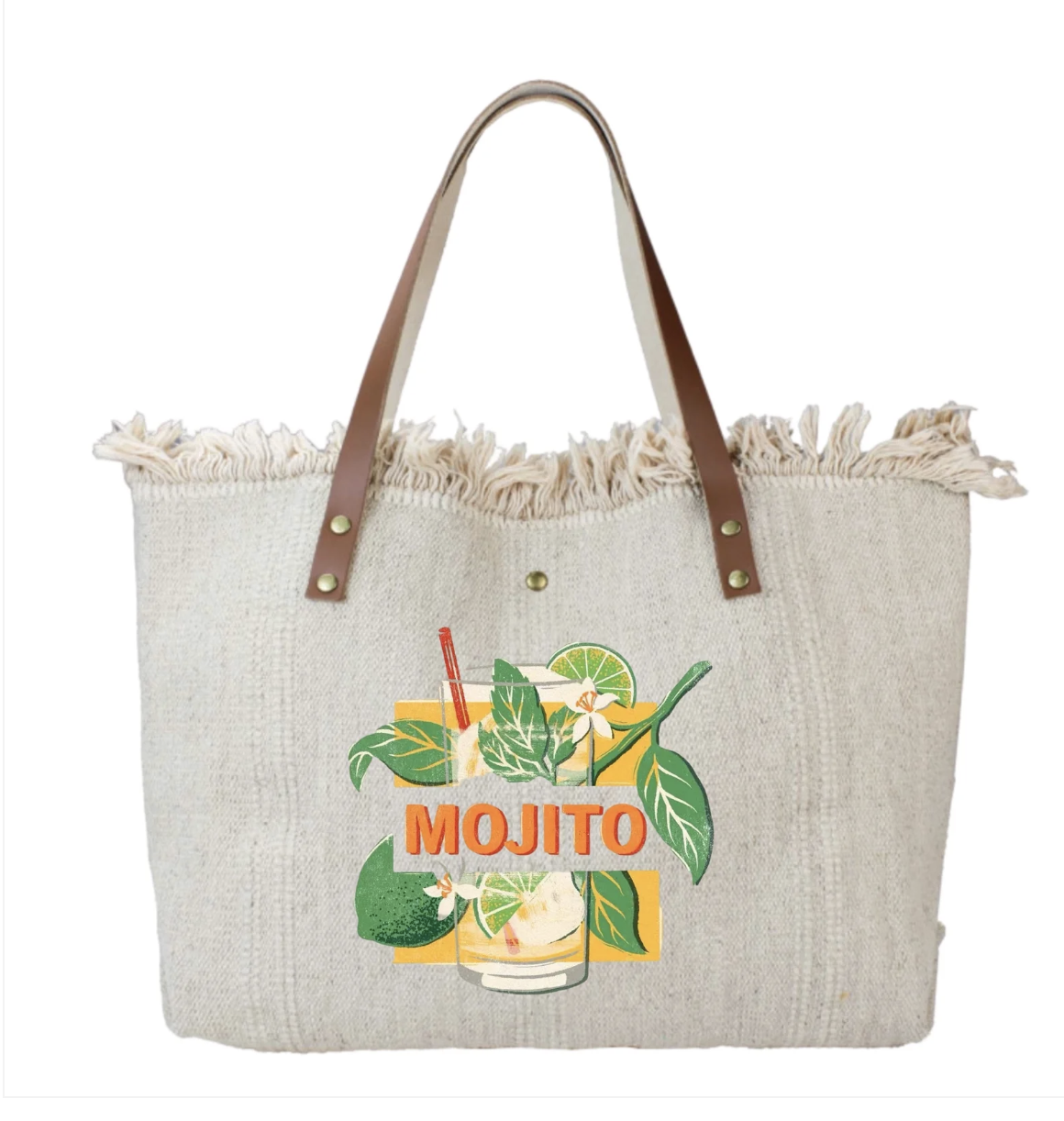 Sac Cabas Coton & Cuir – Soho, Mojito, Cocktail LOUISA LEE - Sacs - LOUISA LEE