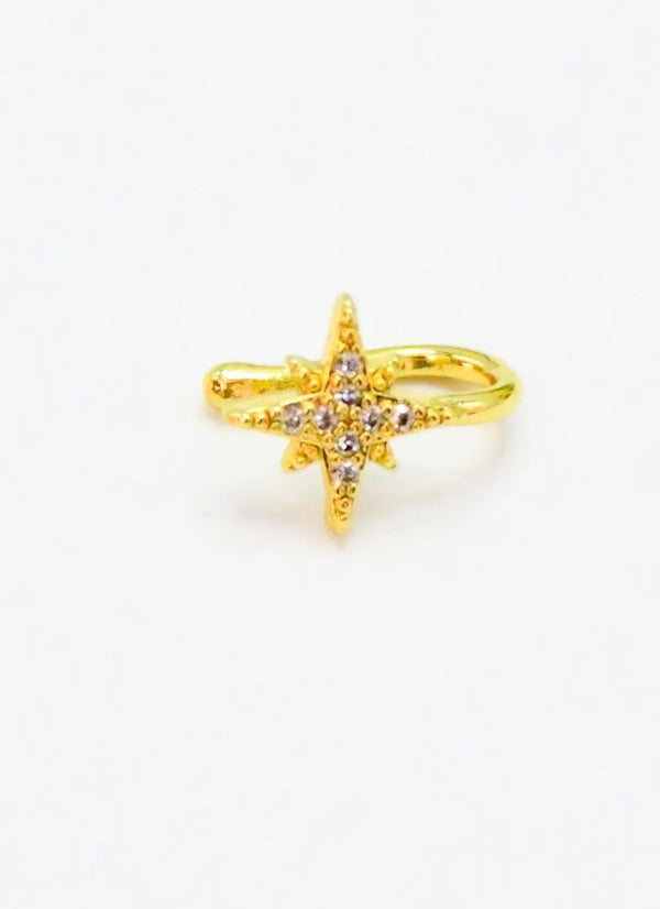 Faux Piercing de Nez Étoile Polaire Doré Strass en Acier Inoxydable ROSA