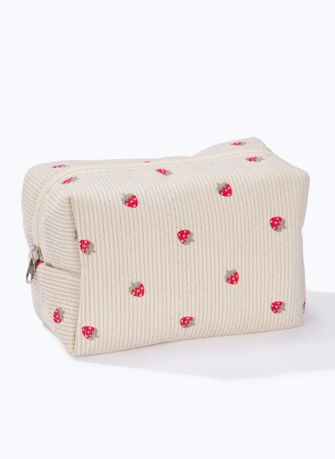 Trousse de maquillage velours fraises BYREN | ÉLINE L'ATELIER