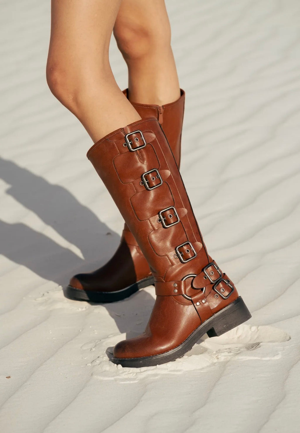 Bottes camel en matière synthétique STEPHAN PARIS