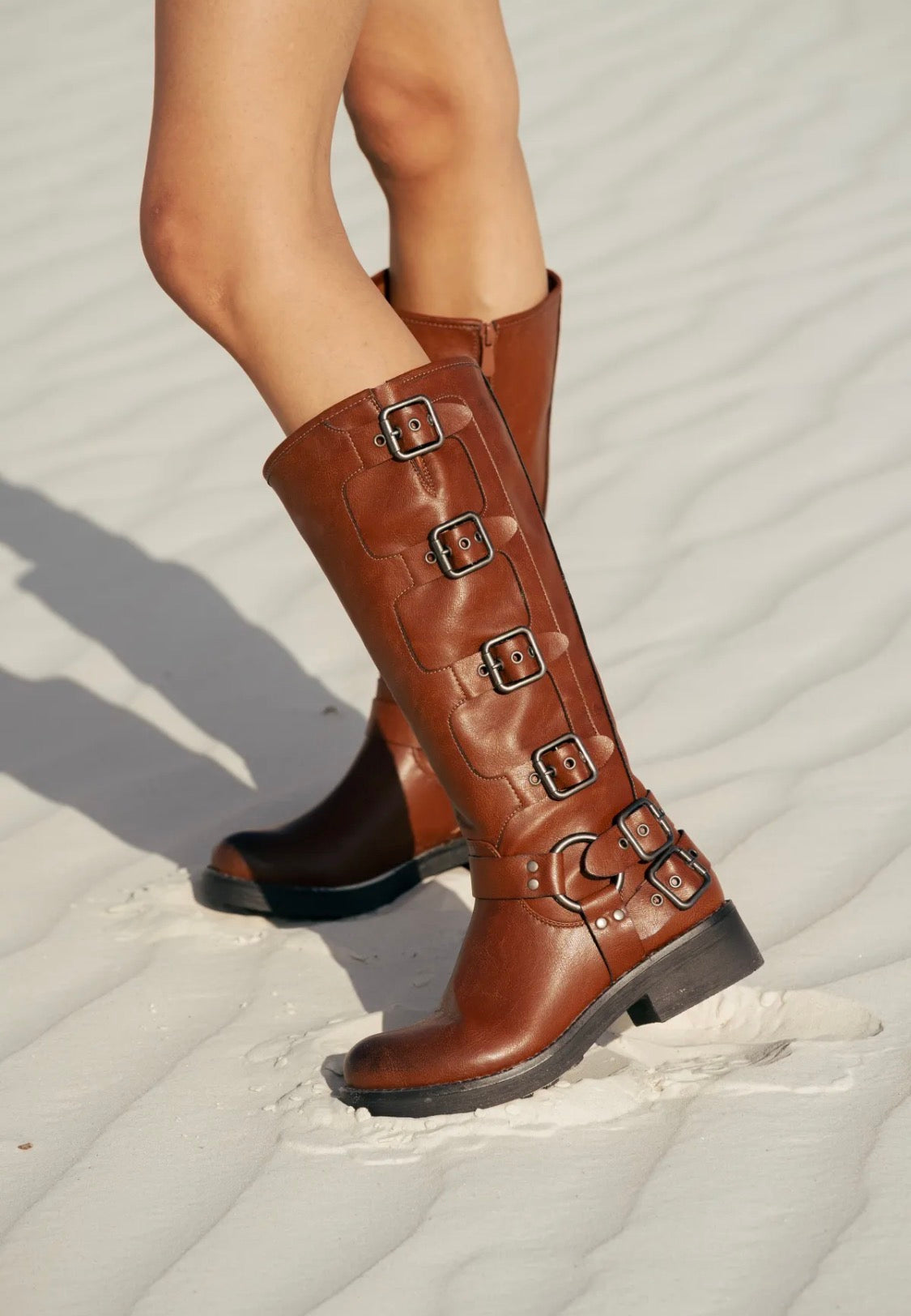 Bottes camel en matière synthétique STEPHAN PARIS