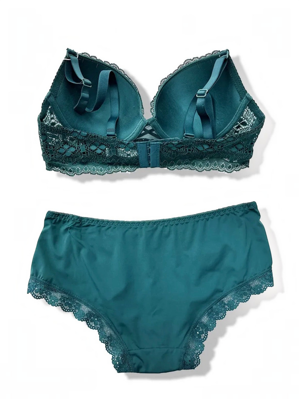 Ensemble lingerie BROCK BELLE COM'ELLE vert émeraude avec soutien-gorge bonnet C en dentelle et culotte assortie