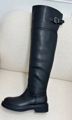 Bottes hautes noires à boucle style cavalier STEPHAN PARIS