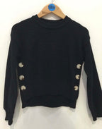 Pull enfant col rond boutons dorés GRASSTAR