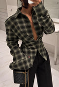 Chemise à carreaux effet croisé femme FRIME