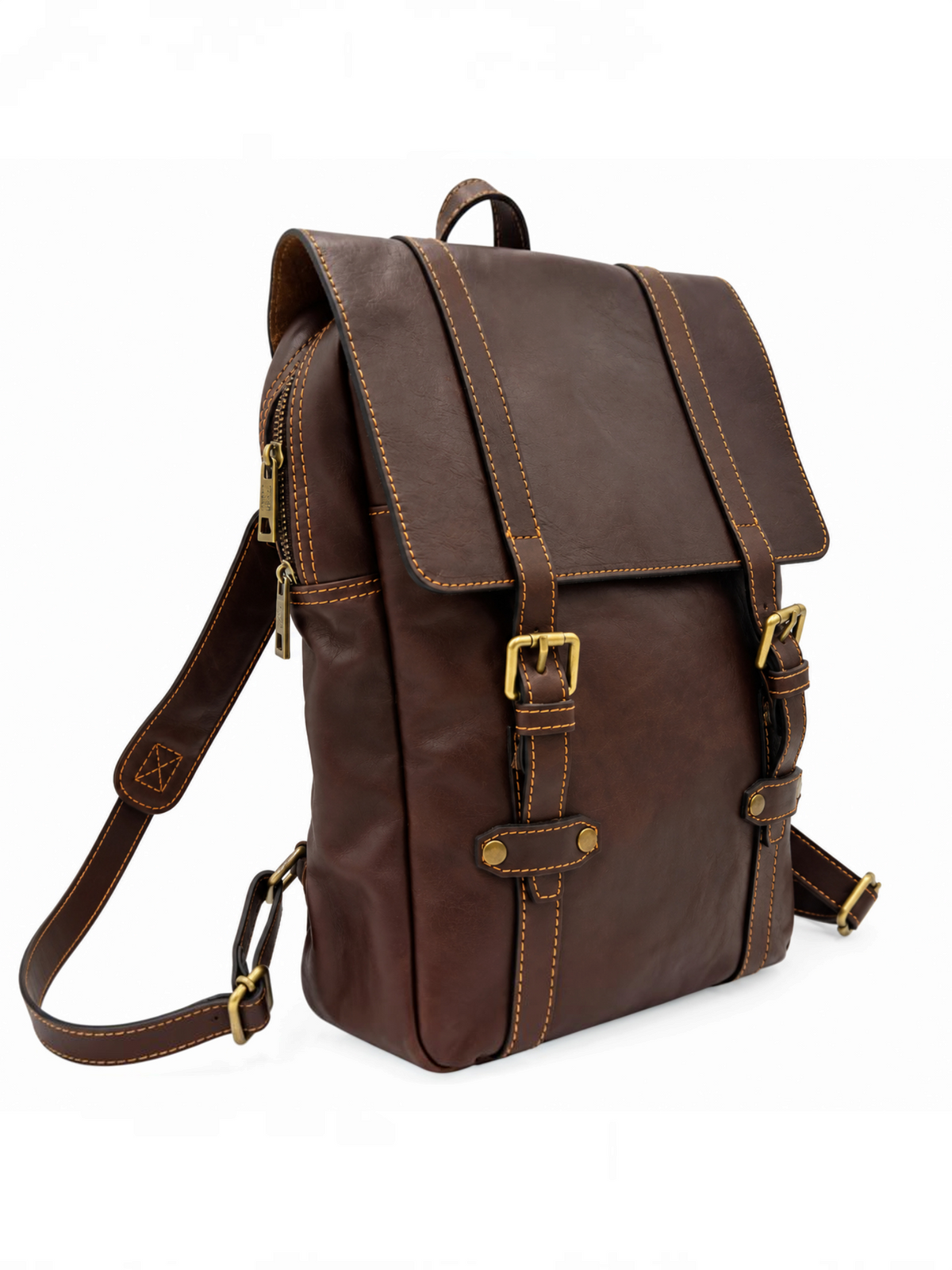 Sac à dos en cuir véritable marron GALLANTRY