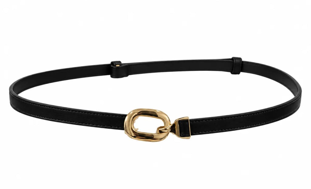 Ceinture fine en cuir à boucle dorée LOUISA LEE
