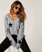 Pull  Col V Motif Animal et Étoile  FS collection