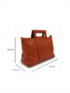 Sac à main BROCK GALLANTRY en cuir marron avec poignées ajourées rectangulaires et finitions dorées