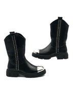 Bottes noires cloutées à bout argenté STEPHAN PARIS