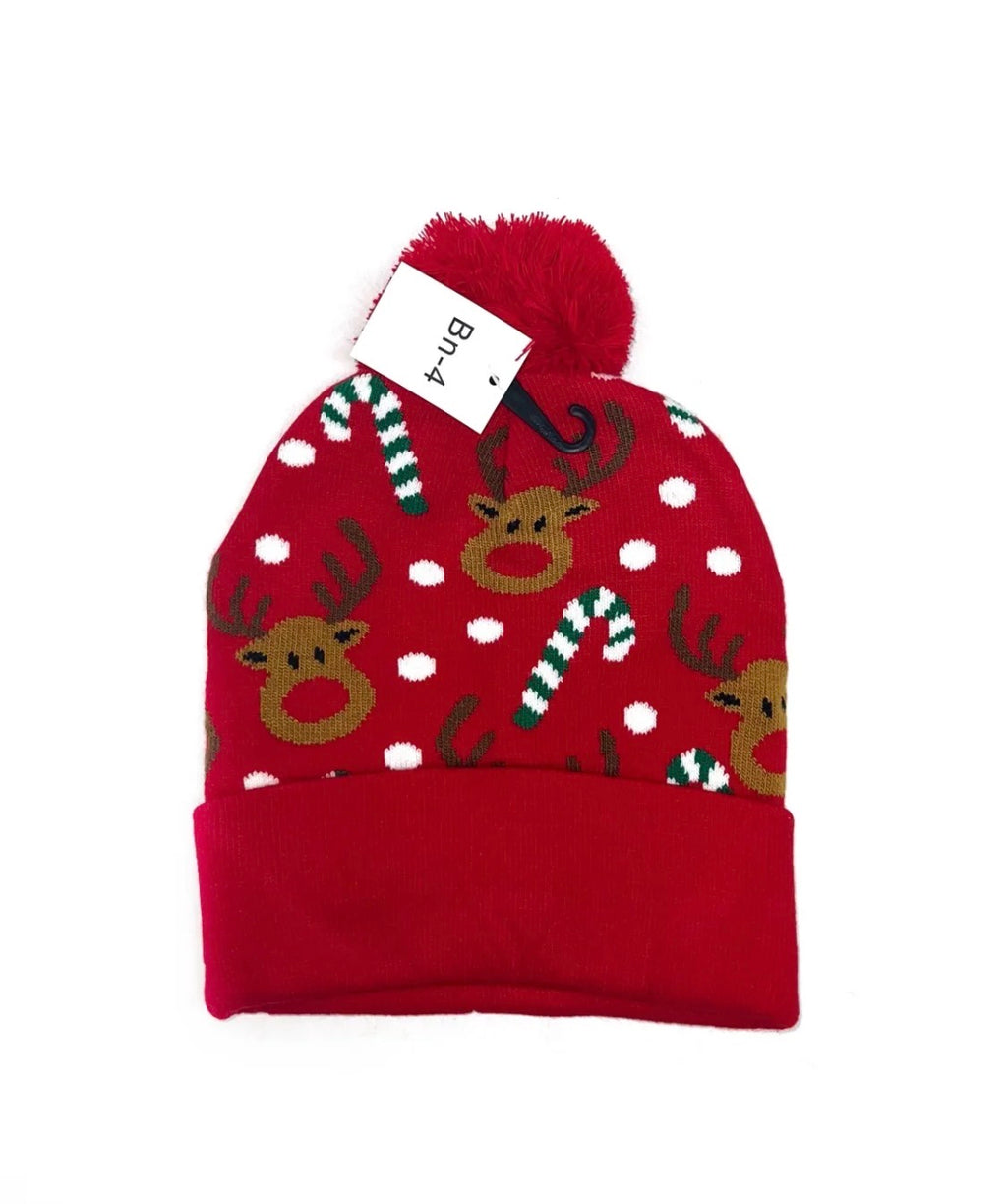Bonnet de Noël à pompon et motifs festifs LINETA