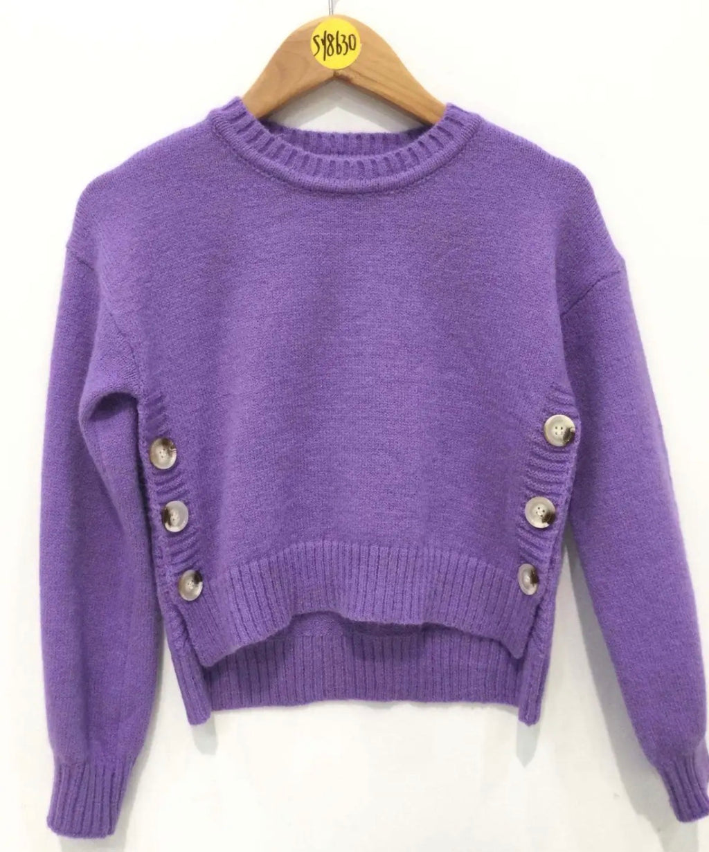 Pull enfant col rond boutons dorés GRASSTAR