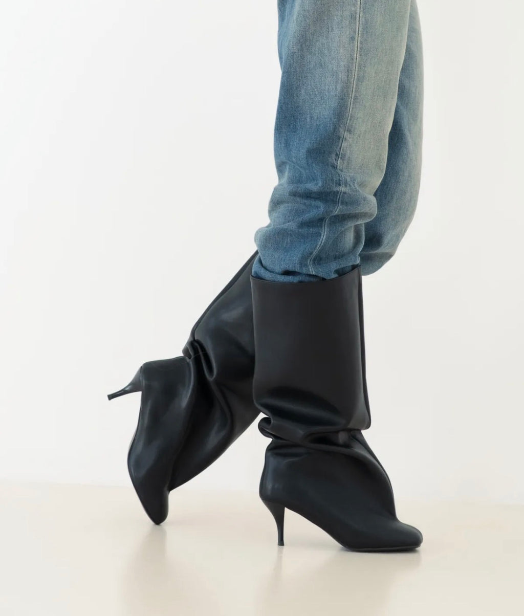 Bottes hautes en PU à talon fin STEPHAN PARIS