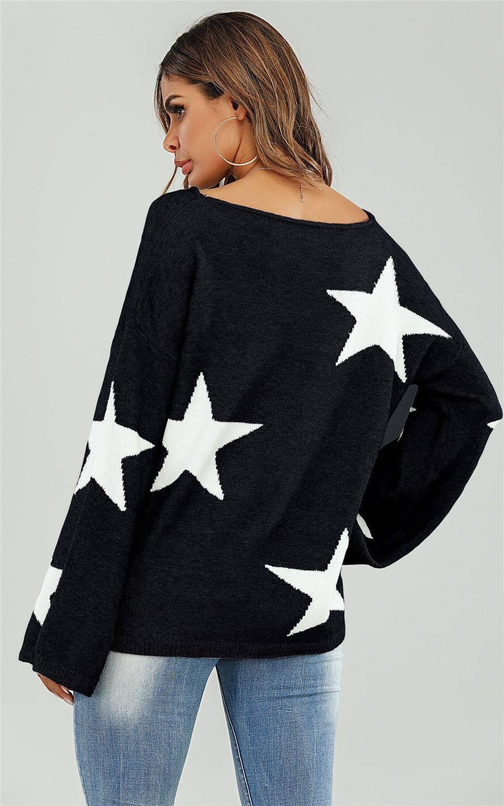 Pull Noir Oversize Étoile Blanche - FS collection - Pulls et Sweaters - FS Collection (Germany)