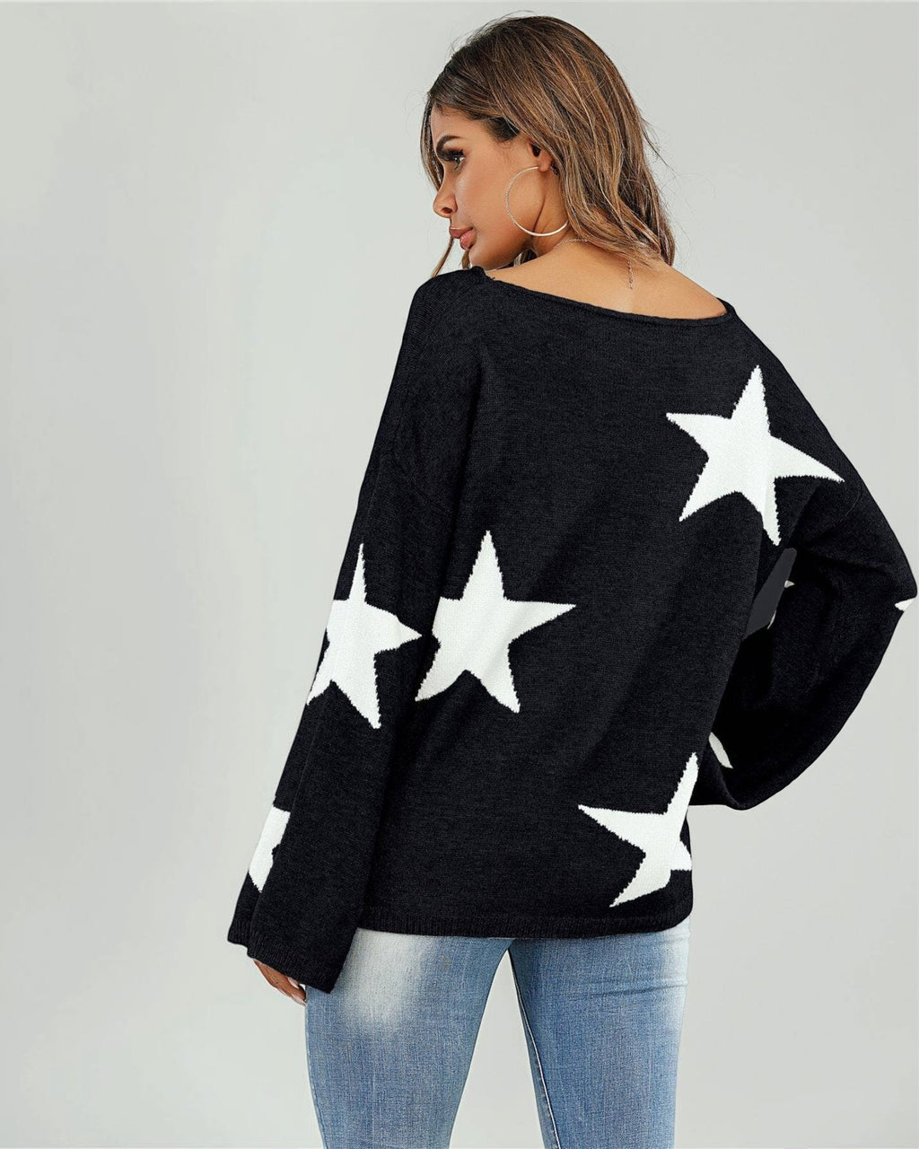 Pull Noir Oversize Étoile Blanche - FS collection