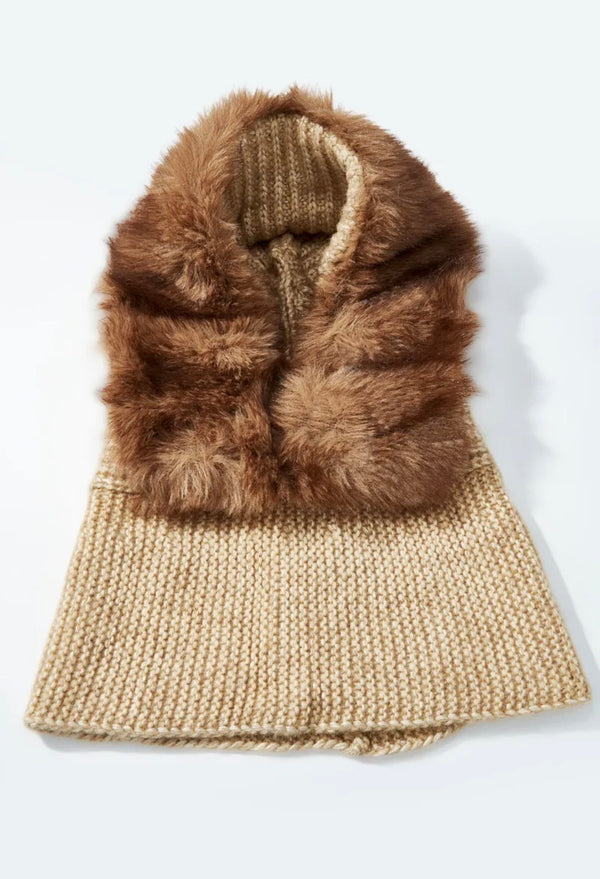 Bonnet en laine avec pompon fausse fourrure BYREN | ÉLINE L'ATELIER