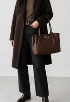 Sac cabas grainé à boucle dorée BESTINI