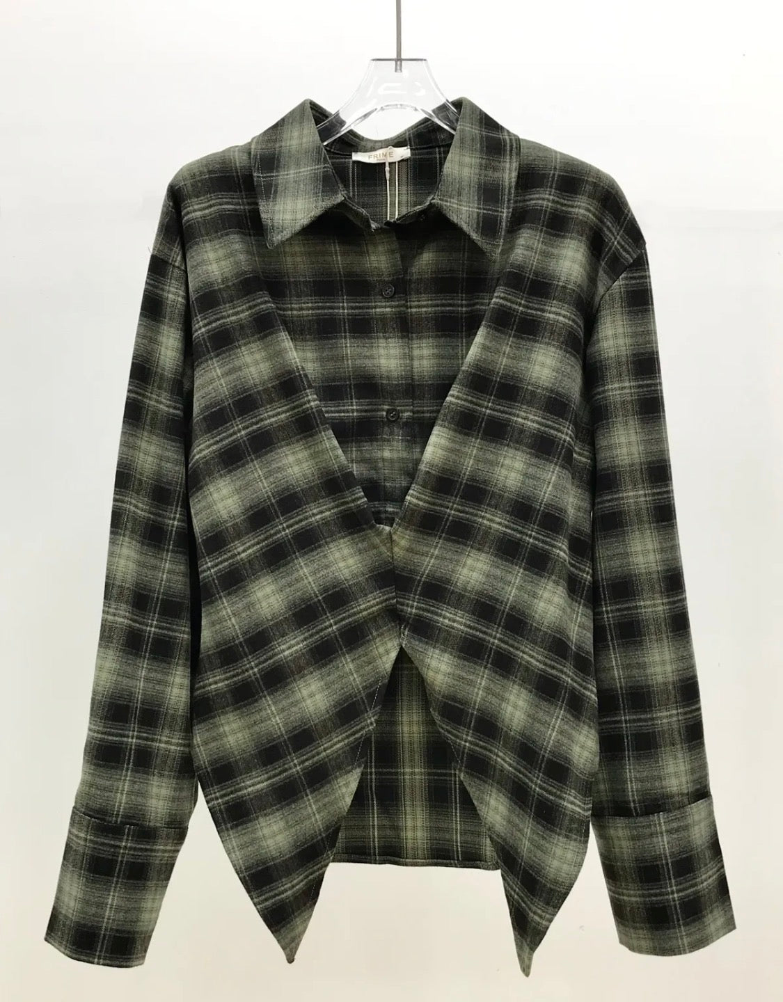 Chemise à carreaux effet croisé femme FRIME