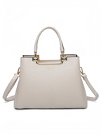Sac à main structuré BROCK GALLANTRY beige en cuir synthétique texturé avec barre métallique dorée et bandoulière