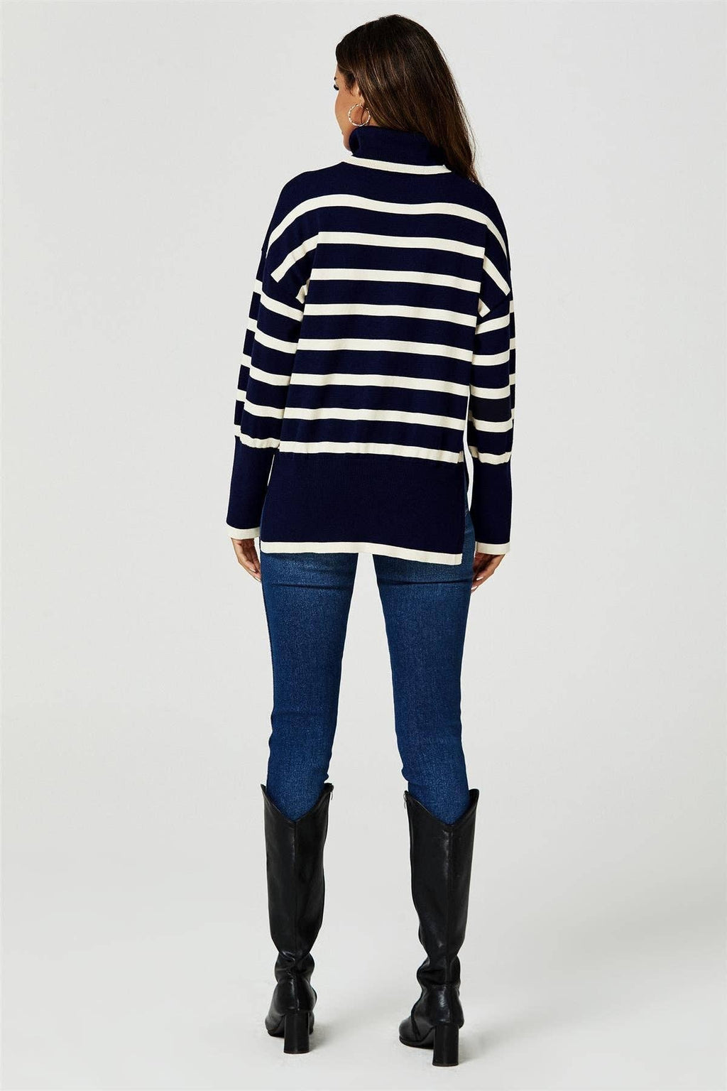 Pull à col roulé à rayures en bleu marine FS collection - Pulls et Sweaters - FS Collection (Germany)