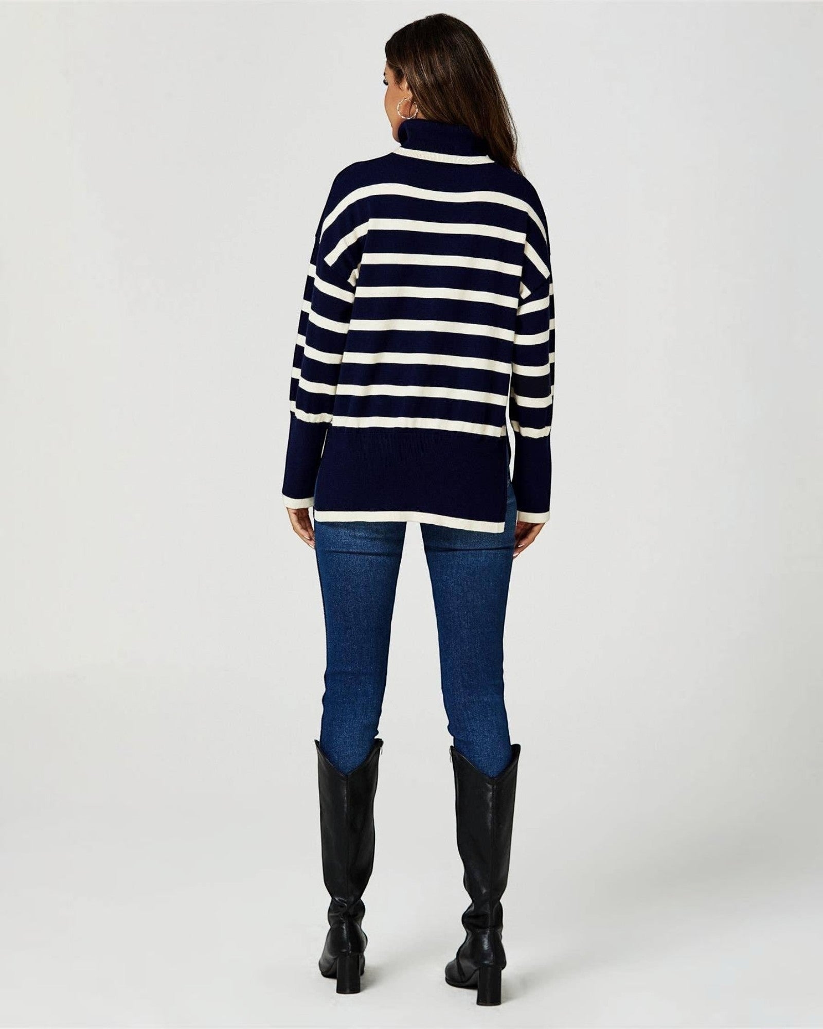 Pull à col roulé à rayures en bleu marine FS collection - Pulls et Sweaters - FS Collection (Germany)