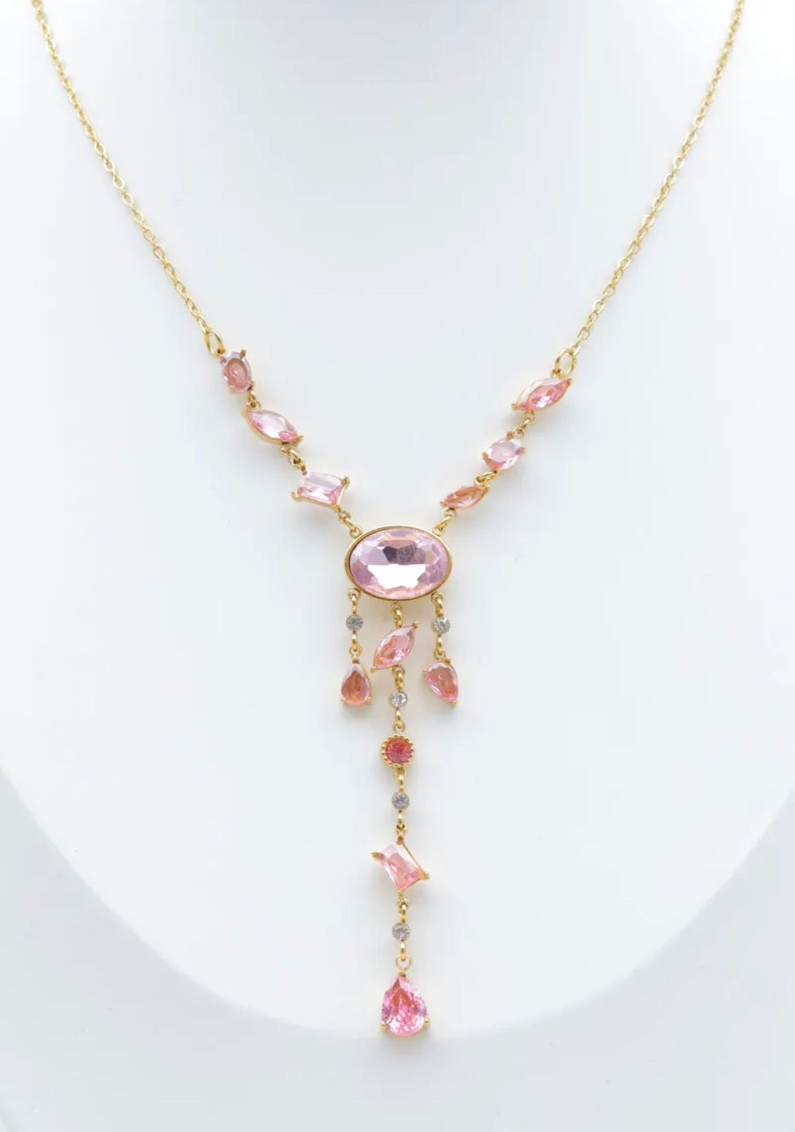 Collier Y pierres scintillantes doré BIJOUX MYSTÈRES