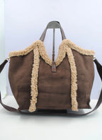 Sac cabas effet suédine à bordures moutonnées SYSTYLE