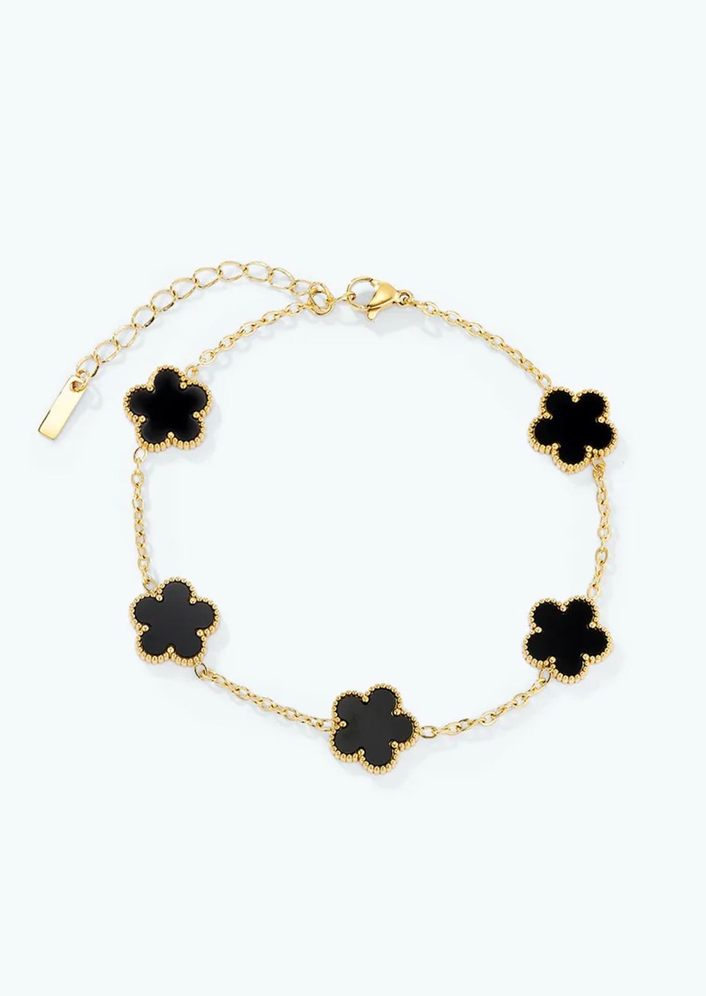 Bracelet HOMME chaîne fleurs émail noir Éline l’atelier
