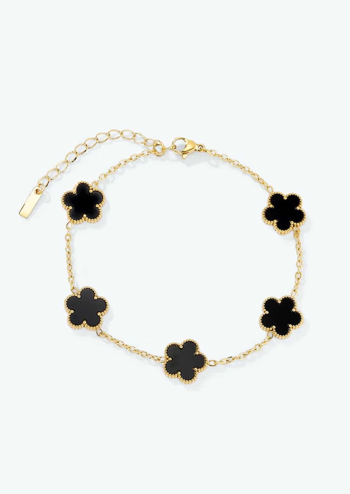 Bracelet HOMME chaîne fleurs émail noir Éline l’atelier
