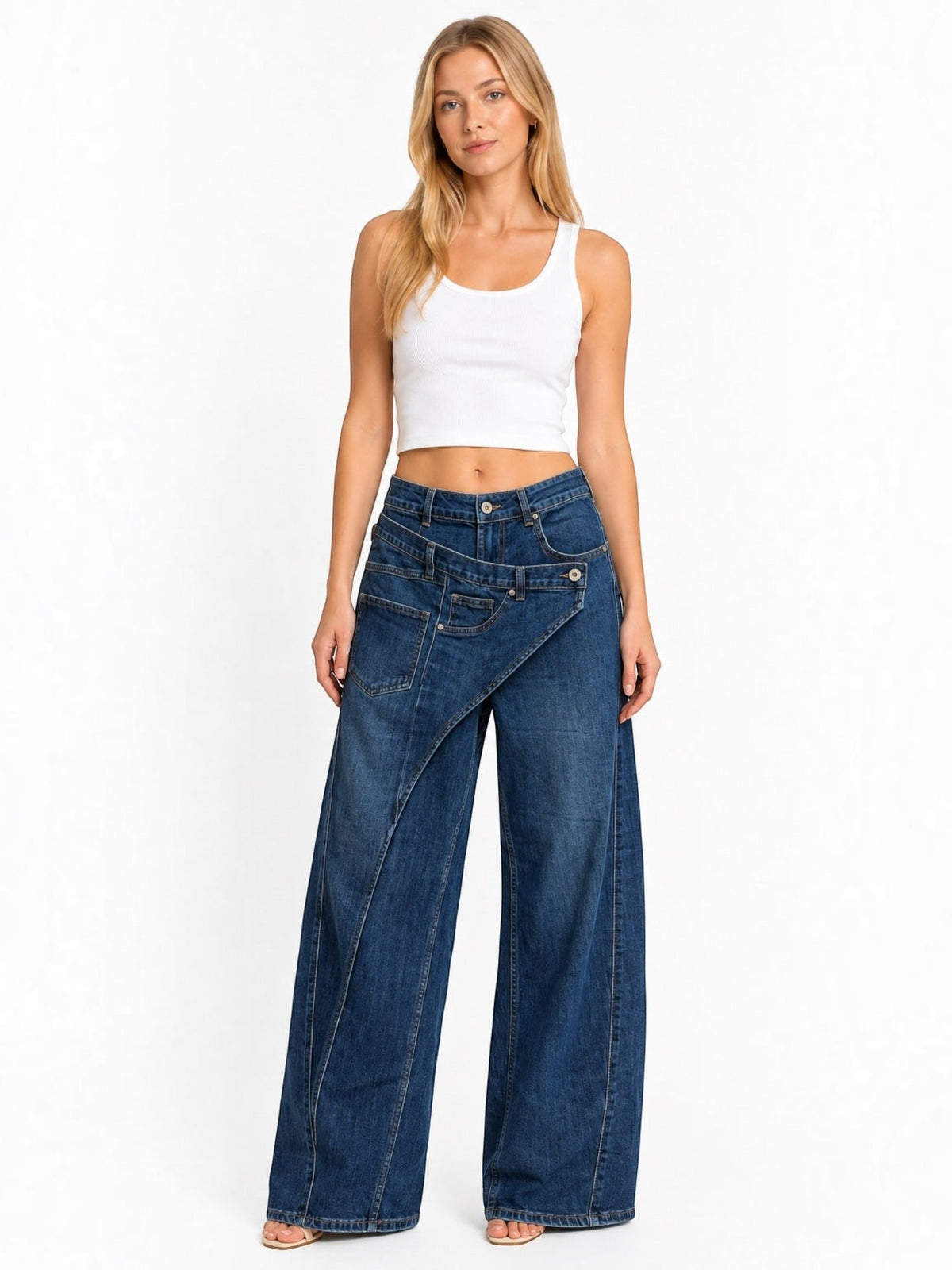 Jean large taille haute à coupe ample JOY'S FARFALLA