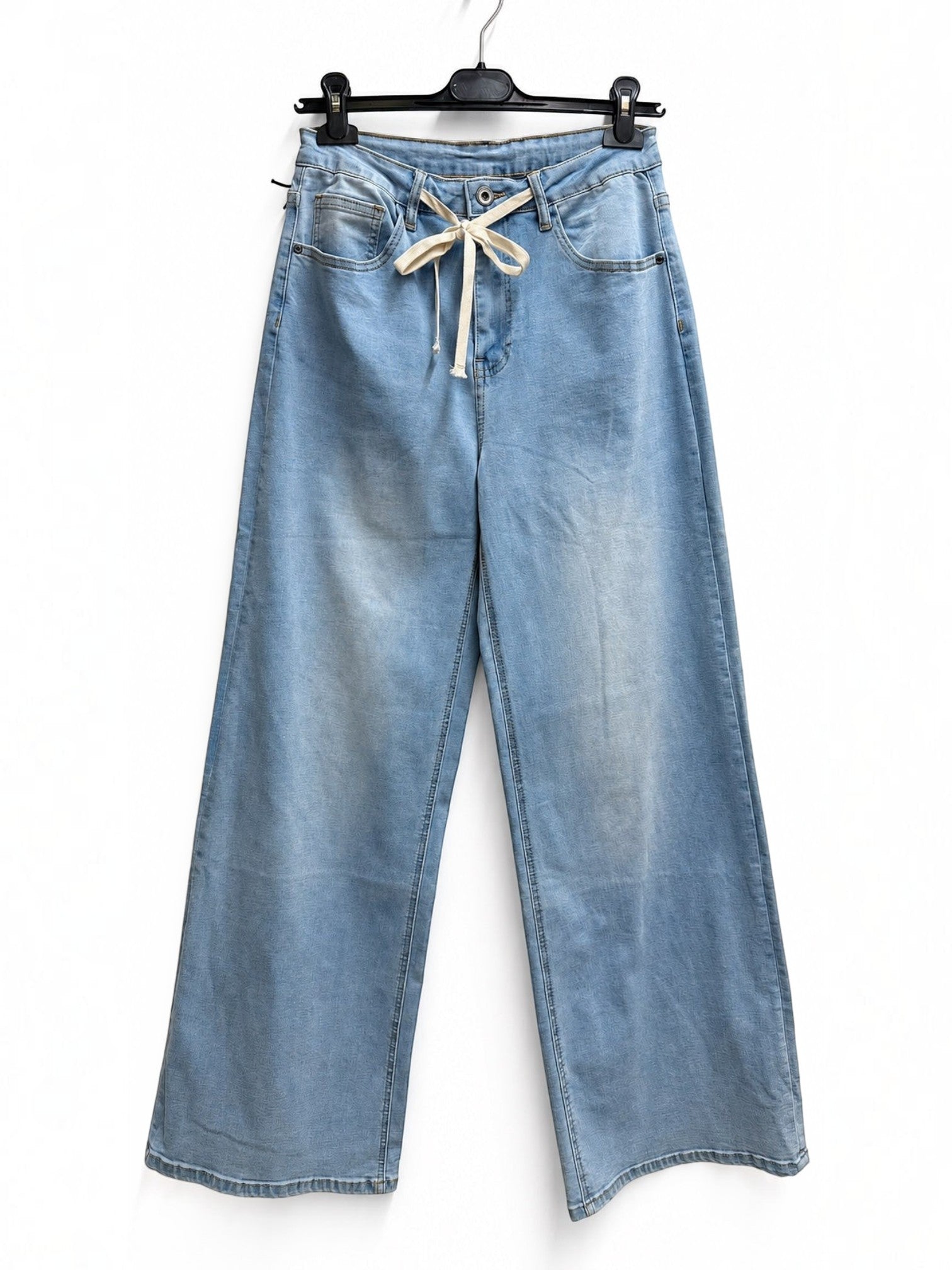 Jean large femme à taille classique avec lien à nouer JOY'S FARFALLA