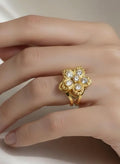 Bague anti-stress fleur ajustable en acier inoxydable BELI & JOLIE