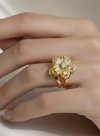 Bague anti-stress fleur ajustable en acier inoxydable BELI & JOLIE