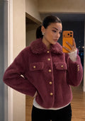 Gilet femme à col fourrure détachable et boutons dorés FRIME