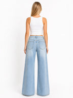 Jean large femme à taille classique avec lien à nouer JOY'S FARFALLA