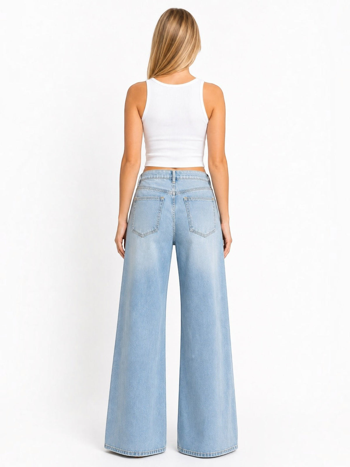 Jean large femme à taille classique avec lien à nouer JOY'S FARFALLA