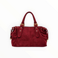 Sac cabas BROCK GALLANTRY en cuir suède rouge avec anses à boucles et détails métalliques dorés