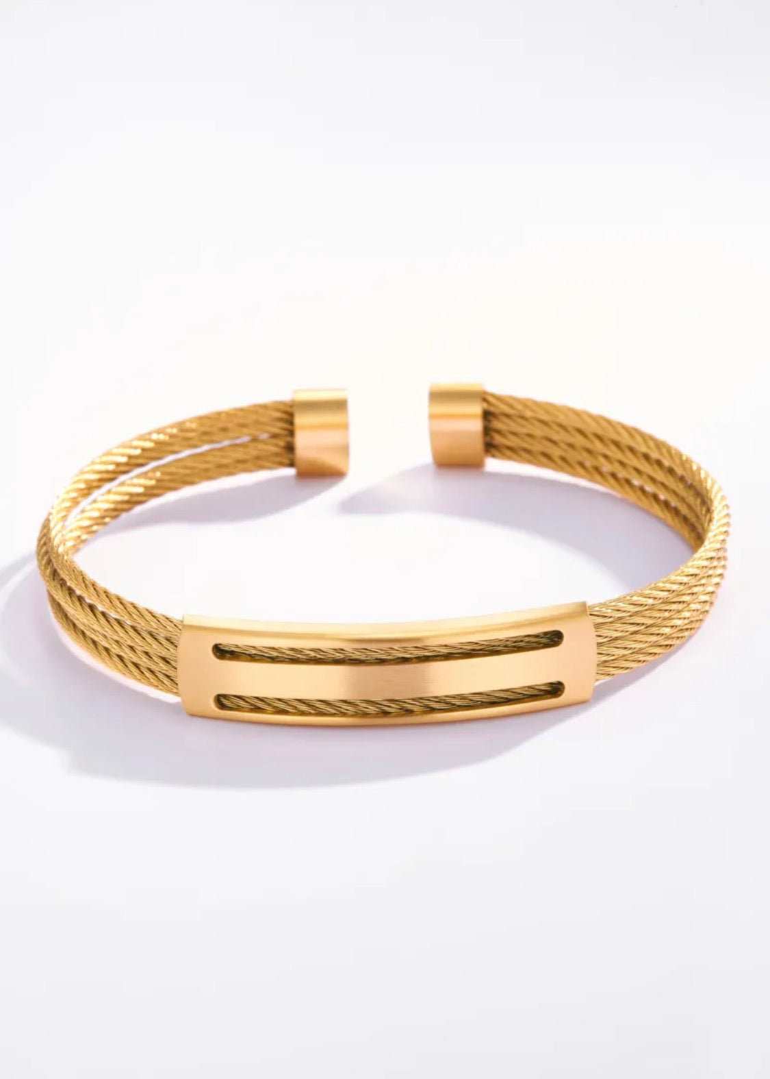 Bracelet homme jonc ouvert en acier torsadé ÉLINE L’ATELIER