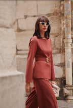 Ensemble pantalon fluide et veste ceinturée FRIME