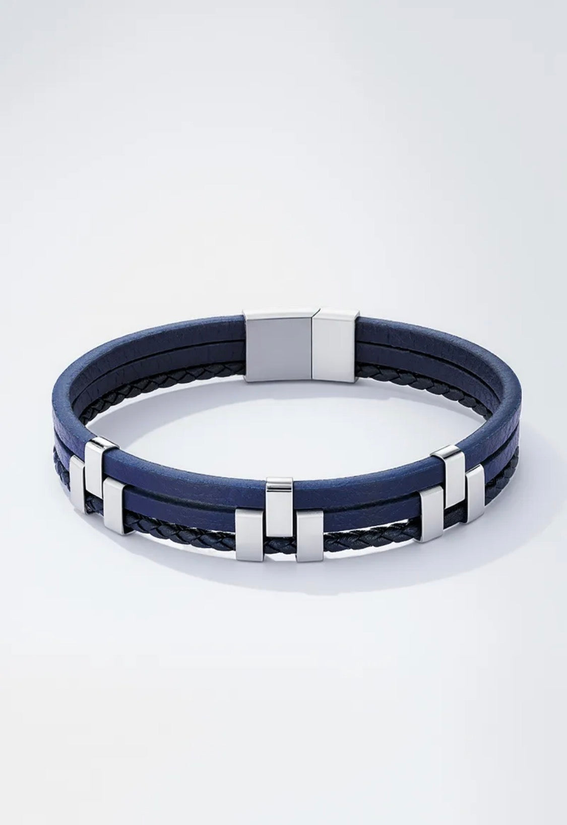 Bracelet homme cuir et acier inoxydable ÉLINE L'ATELIER