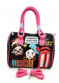 Sac à main noir et rose à motifs Londres SYSTYLE