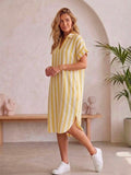 Robe longue à rayures en gaze de coton