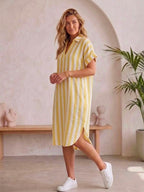 Robe longue à rayures en gaze de coton