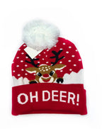 Bonnet de Noël à pompon et motifs festifs LINETA