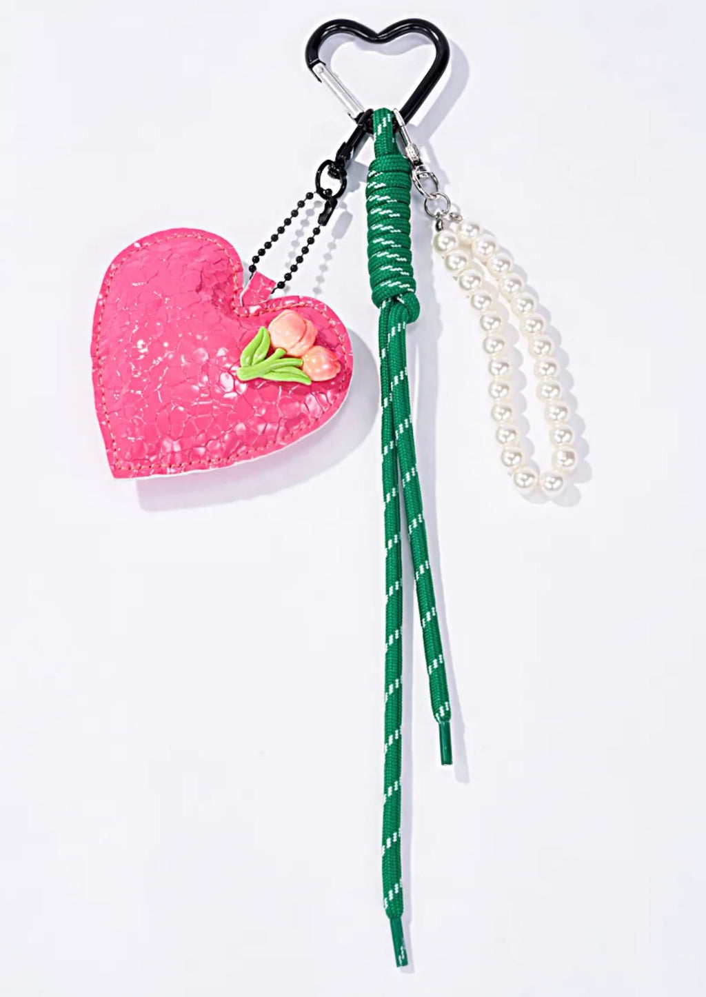 Grigri de sac cœur aux tulipes et perles ÉLINE L'ATELIER