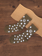 Chaussettes BROCK GALLANTRY mi-mollet marron pailleté à pois blancs et motif brodé