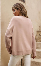 Pull décontracté en tricot à manches torsadées en camel  FS collection