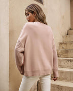 Pull décontracté en tricot à manches torsadées en camel  FS collection