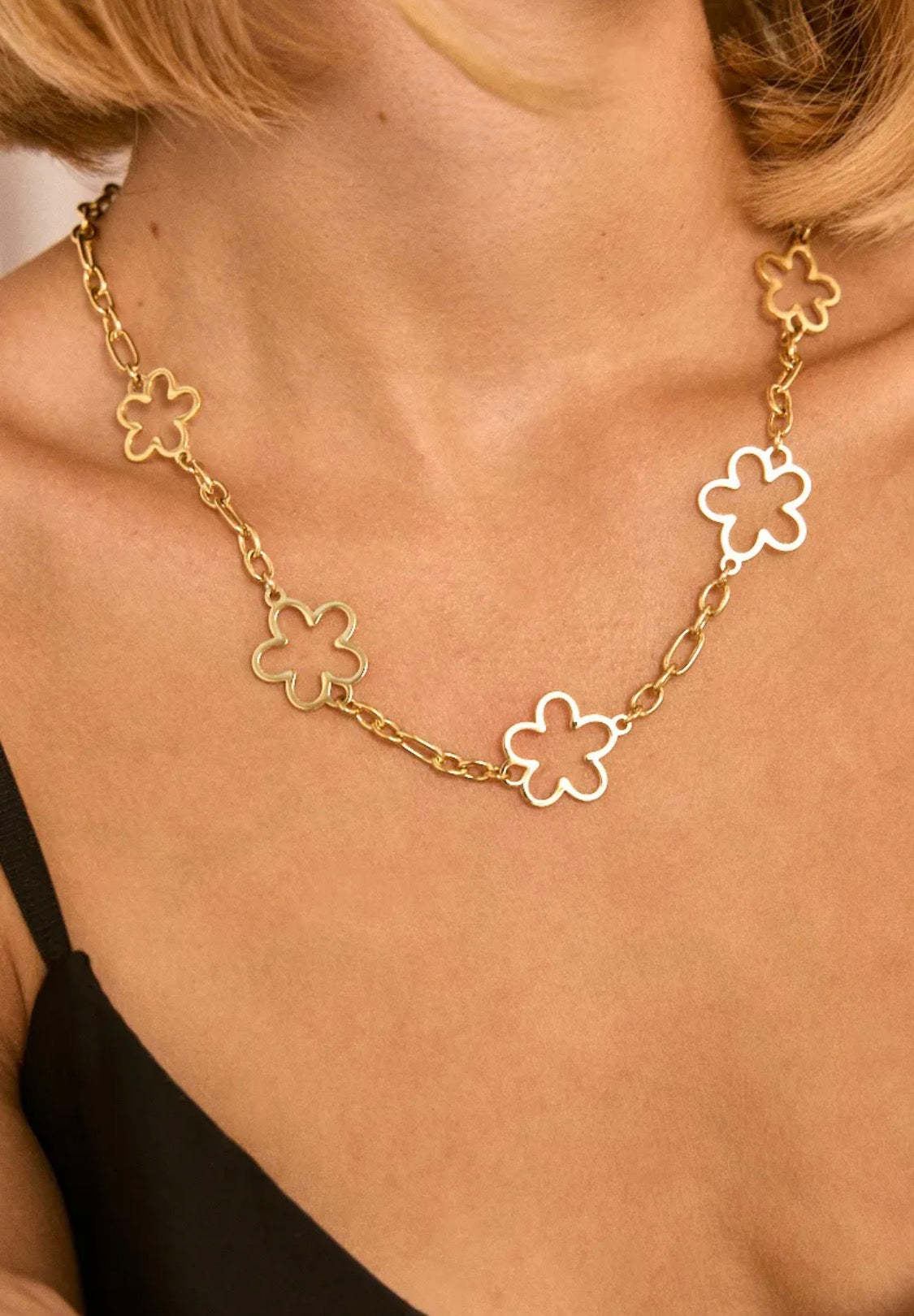 Collier chaîne fleurs doré ÉLINE L'ATELIER